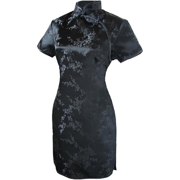 Women's Chinese Satin Cheongsam Mini Dress for Prom Party Evening - Picture 1 of 3
